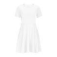 thumbnail image 5 of Agkizg Girls Short Sleeve Dresses Crewneck Solid Color Casual A Line Cottons Girl Sundress Dresses, 5 of 5