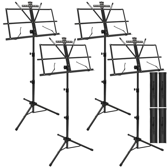 4 Pack Music Stand, 2 in 1 Dual-Use Folding Sheet Music Stand, Lightweight Portable Adjustable Desktop Book Stand with Music Shee