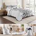 thumbnail image 6 of Full Quilt Set 78''x90'', Black Grey Eucalyptus Leaves Lightweight Bedspread Coverlet with 2 Pillow Shams, Spring Summer Botanical Floral Breathable All Season Quilt Bedding for Bedroom/Guest Room, 6 of 9