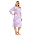 thumbnail image 4 of EFINNY Women's Nightgown Long Sleeve Sleepwear Polka-Dotted Nightdress Soft Pjs Lounger,S-XXL, 4 of 6