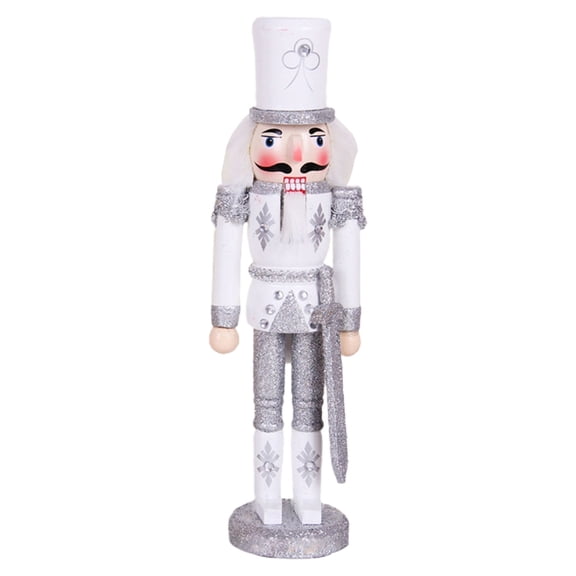 ZPAQI 30cm Nutcracker Soldier Figure Wooden Glitter Snowflake Nutcracker Figurine Toy