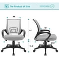 thumbnail image 2 of Lacoo Adjustable Mid Back Office Chair Mesh Swivel Desk Chair with Armrests, Gray, 2 of 6