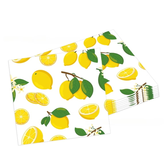 Lemon Napkins 60pcs Summer Yellow Theme Napkins for Party (Fold 6.5in Unfolded 13 in)