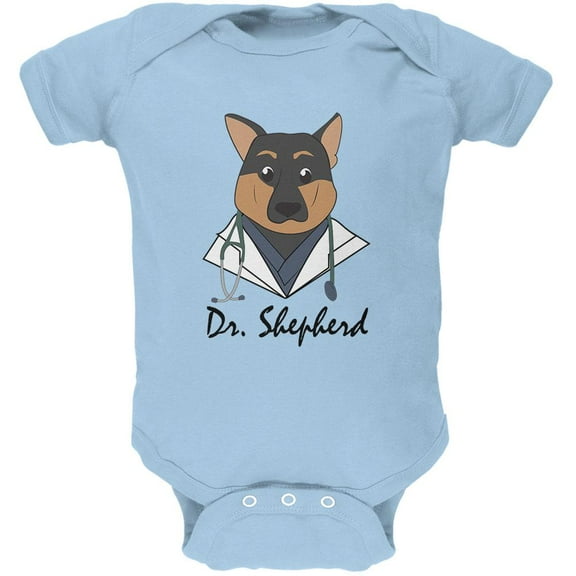 Doctor Shepherd German Dog Funny Cute Soft Baby One Piece Light Blue 9-12 M