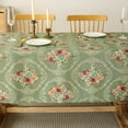 thumbnail image 5 of Vintage Floral Rectangle Tablecloth Shabby Chic Flower Table Cloth Spring Table Cover Waterproof for Dinner Kitchen Picnic, Olive Green, 60x84 Inches, 5 of 6