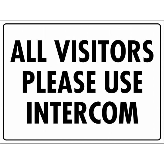 All Visitors Please Use Intercom Sign 12 x 8 Inches - Metal Tin Warning Notice, Indoor Outdoor School, Playground, Yard, Office