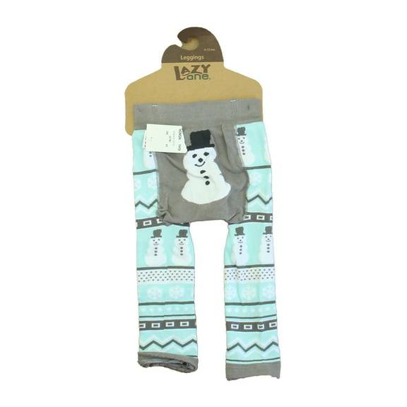Pre-Owned Lazy One Boys Gray | Aqua Snowman Leggings size: 6-12 Months (New with Tags)