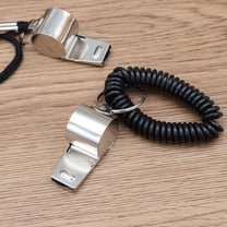 Pretyzoom 2Pcs Stainless Steel Whistles for Sports Metal Whistles with Black Lanyard for Training and Referee Use