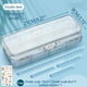 thumbnail image 3 of Estuche de lápices de plástico transparente de gran capacidad | Tapa de doble apertura y cierre de cierre | Organizador de papelería mono con pegatina incluida | Diseño apilable para bolígrafos, 3 of 6