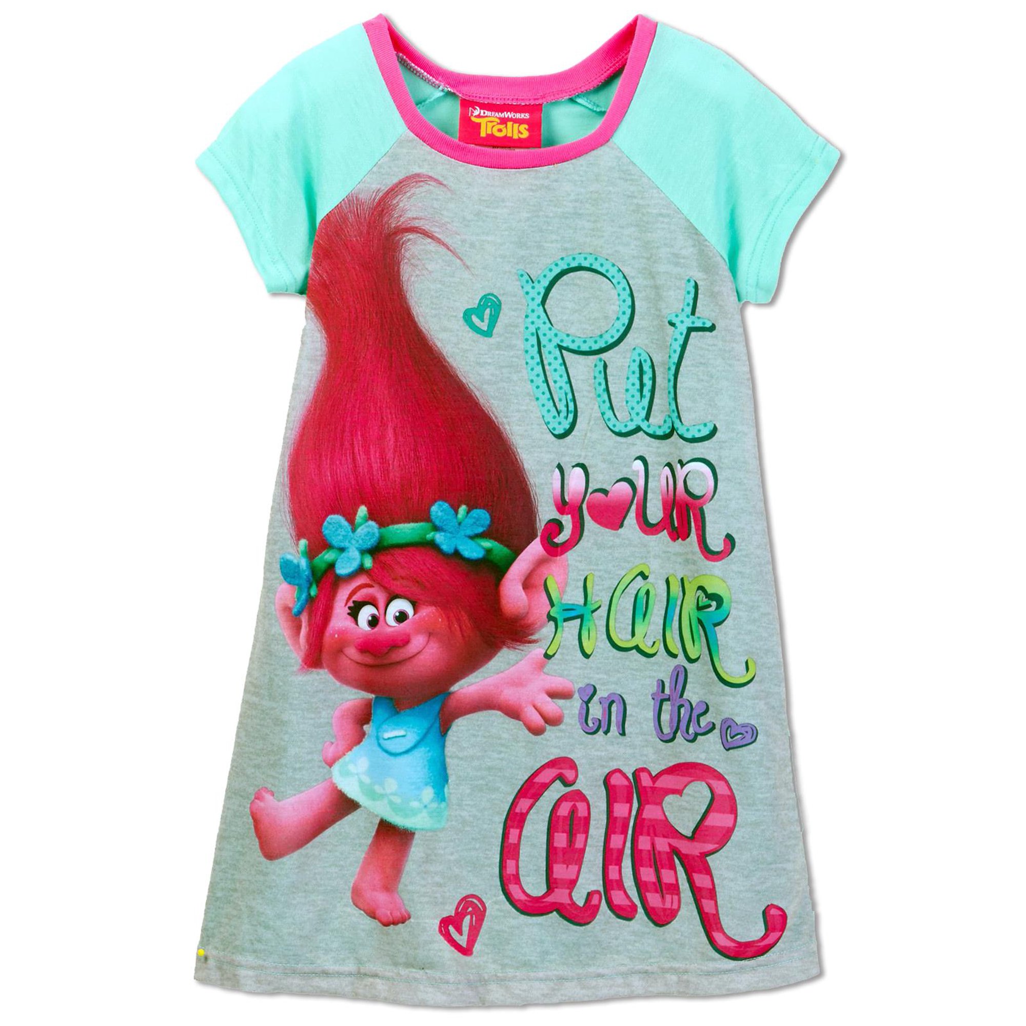 Dreamworks Movie Trolls Put Your Hair Up Nightgown For Little