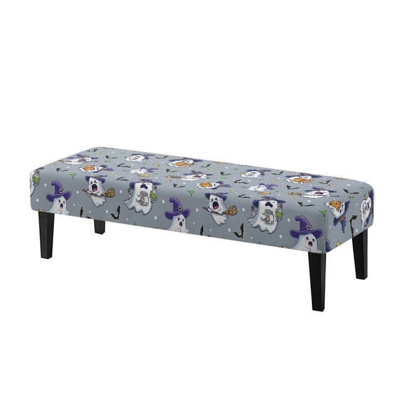 Chririnla Snug Fit Bench Covers, Halloween Witch Ghost Decoration Polyester Spandex Washable Bench Seat Cover for Dining Room Bedroom