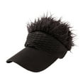 thumbnail image 1 of Sombrero con visera y pelo sintético para hombre, portátil, estilo hip hop, para playa Negro, 1 of 9
