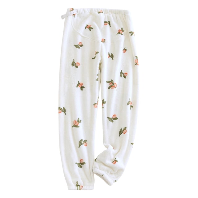 ShomPort Maternity Fuzzy Pajama Pants Cute Soft Lounge Pant Winter Warm Fleece Long Pants Thick Sleepwear Pant