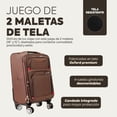 thumbnail image 2 of Juego de 2 Maletas de Viaje de Tela 18" y 15"  Equipaje con Ruedas y Asa Extensible, Maletas Ligeras y Resistentes para Cabina o Mano, Ideales para Viajar en Aerolínea o Fin de Semana, 2 of 5