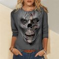 thumbnail image 1 of Puntoco Mujeres Moda Cuello Redondo Estampado Manga Larga Camiseta tops Casual Blusa Suelta tops Puntoco Puntoco-1319, 1 of 5