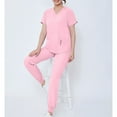 thumbnail image 7 of MLQIDK Womens Scrubs Plus Size Scrub Sets Petite V Neck Scrub Tops and Pants Nursing Scrubs Medical Scrubs Uniformes De Enfermeras De Mujer Pink XL, 7 of 7