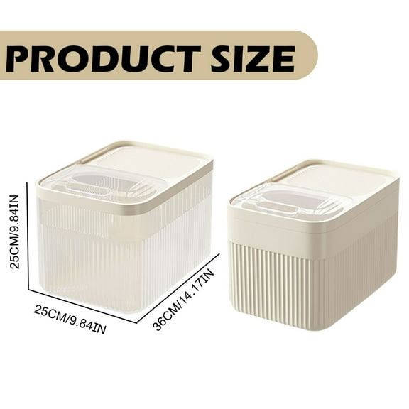 Haful 30L Rice Bucket Cream White [About 15-18 Pounds of Cat and Dog Food]Airtight Pet Storage Container Up to 30 for Dog Cat and Other Pet Storage with Measuring Cup (Transparent 30 Pounds)