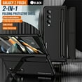 thumbnail image 3 of ELEHOLD Luxury Case for Samsung Galaxy Z Fold 4 Rugged Full Body Protective Hinge Protection Built-in Hidden Kickstand Screen Protector Removable Pen Slot Complimentary Stylus Shockproof Case,Black, 3 of 7
