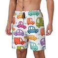 thumbnail image 1 of Cauagu Doodle Cars Print Mens Swim Trunks Quick Dry Board Shorts Swim Shorts with Compression Liner Bathing Suits-X-Large, 1 of 6