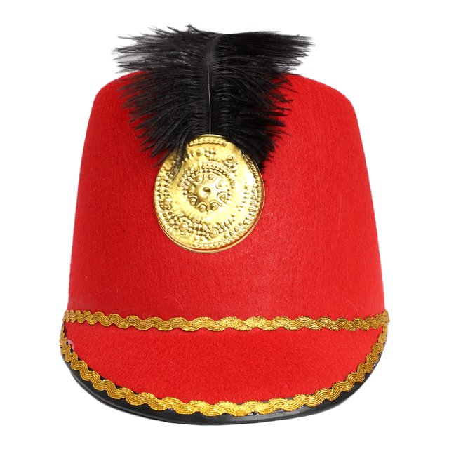 Kids Marching Band Hat with Feather Hat Toy Military Soldier Hat Accessories for Performance Red One Size