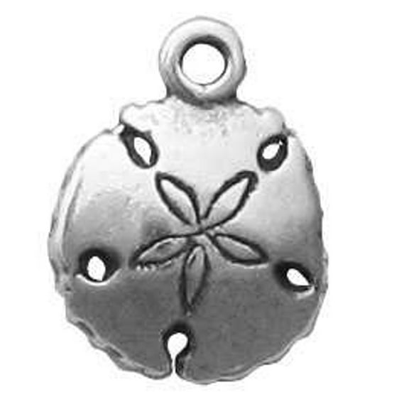 Sterling Silver 16" .8mm Box Chain Mini Sand Dollar Pendant Necklace