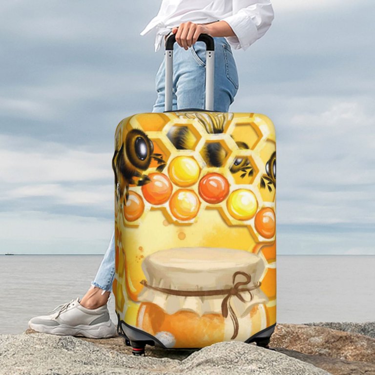 Easygdp Honey Bee Print Elastic and Washable Suitcase Protective