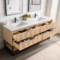 thumbnail image 5 of Vinnova Milagro 72" Wood Bath Vanity with Fish Maw Quartz & Mirrors in Ash/Black, 5 of 6