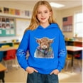 thumbnail image 6 of Tiweut Boys Girls Highland Cow Hoodies Sherpa Lined Cute Long Sleeve Pullover Western Sweatshirt Tops,Blue1,5-6 Y, 6 of 8
