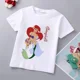 thumbnail image 3 of Camiseta de algodón con estampado de princesa sirena de Disney para niñas, ropa para bebés de princesa Ariel, top de dibujos animados para niños de 1 a 9 años, cumpleaños para niños, 3 of 5