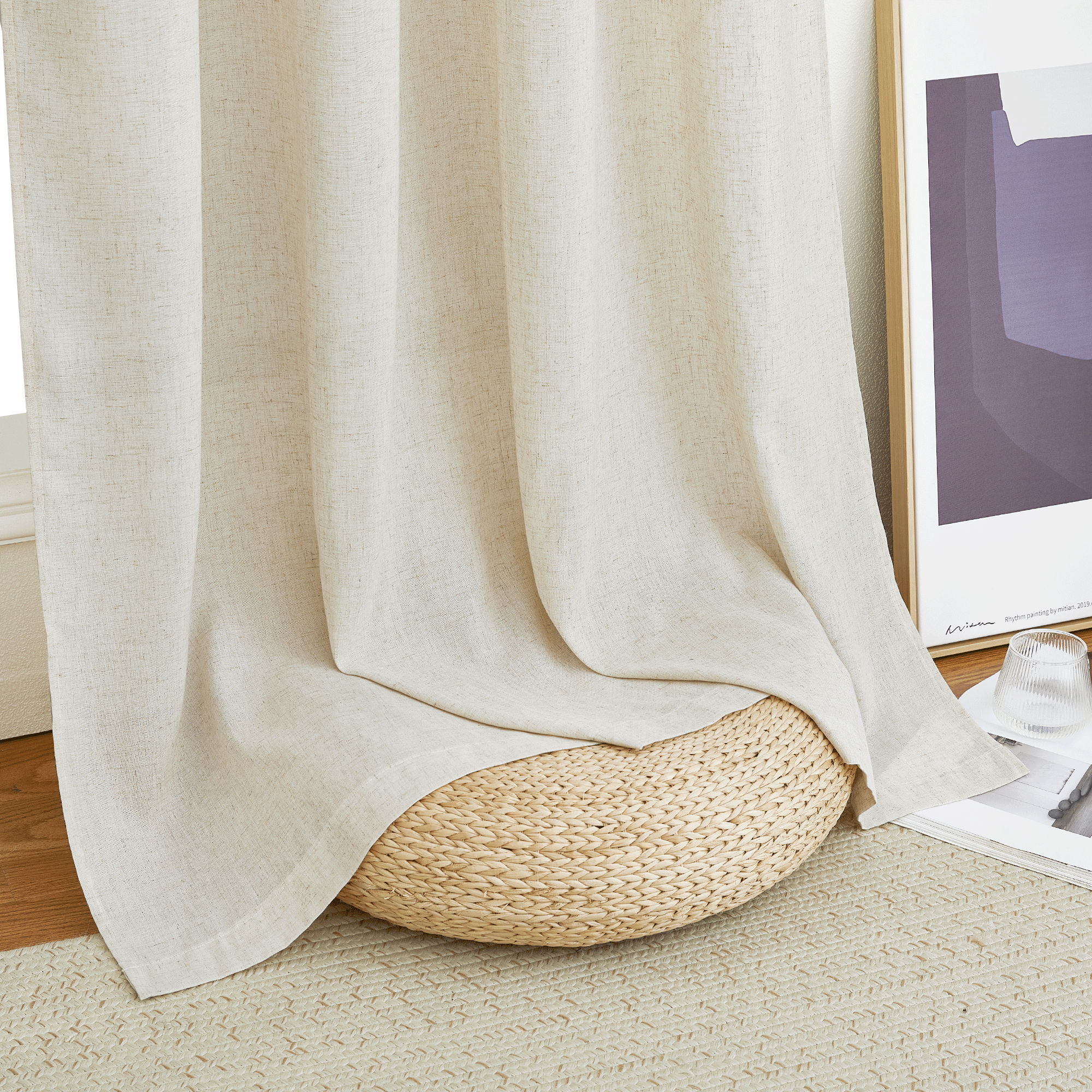 NICETOWN Linen Curtain Panels, 55x84, Set of 2, Off-White photo 3