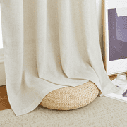 NICETOWN Linen Curtains for Living Room, Natural Semi Sheer Thick Linen Drapes Light Filtering Elegant Neutral Bohemian Grommet Bedroom Curtain Panels, 55x84, 2 Panels
