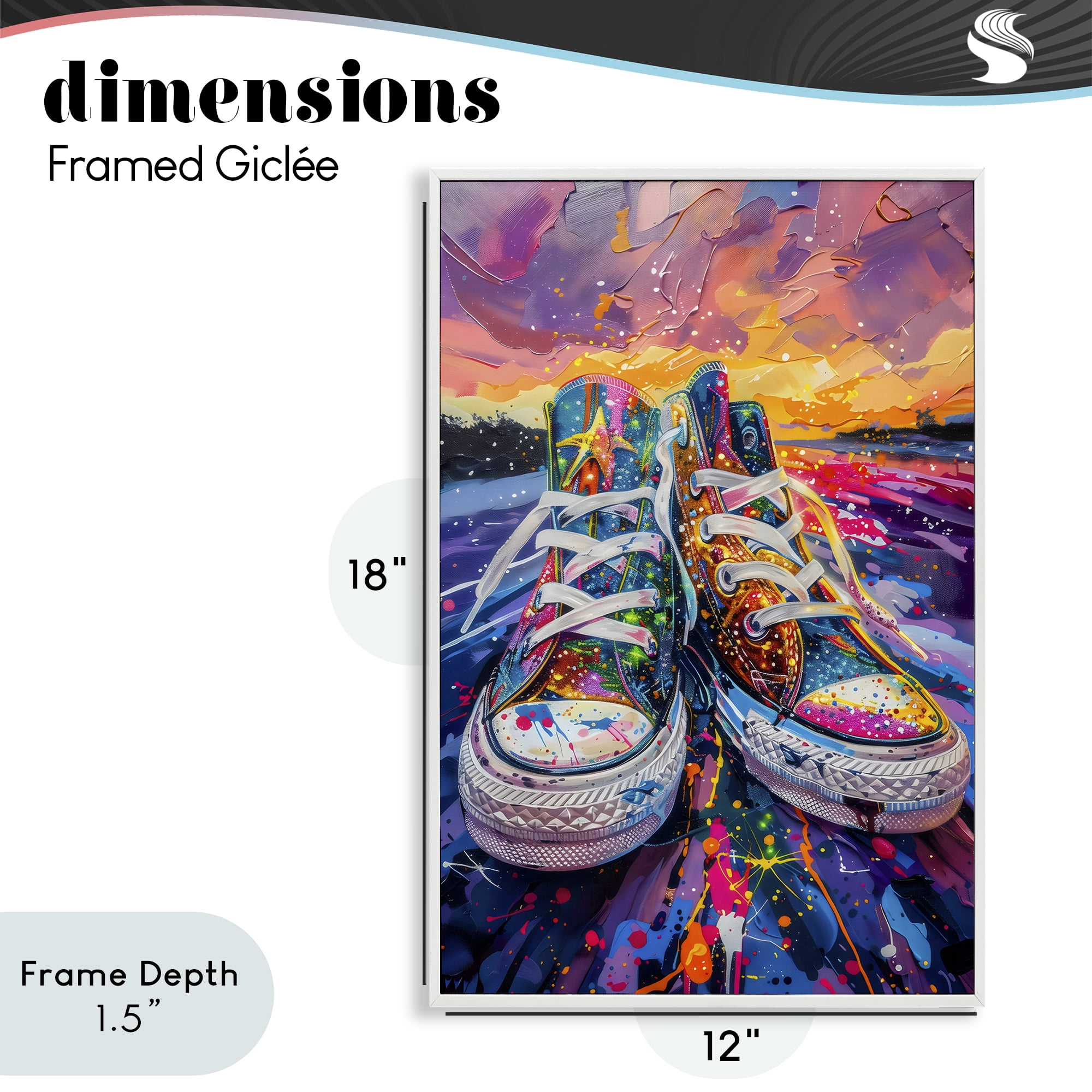 Stupell Industries Vibrant Sneakers at Sunset White Framed Giclee Art, design by Creative Studio