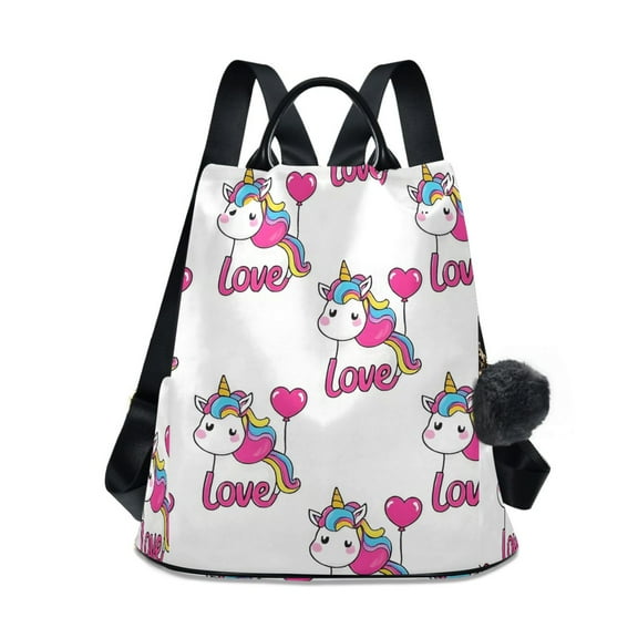 Travel Backpack for Women Large Capacity College Bags Multi-pocket Casual Daypacks 15 Inch Unicorn and Love Balloon