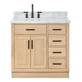 thumbnail image 2 of Ariel Hepburn 37 Inch Single Rectangular Sink Bathroom Vanity With Italian Carrara Marble Countertop 1.5 Inch Edge In Oak, 2 of 10