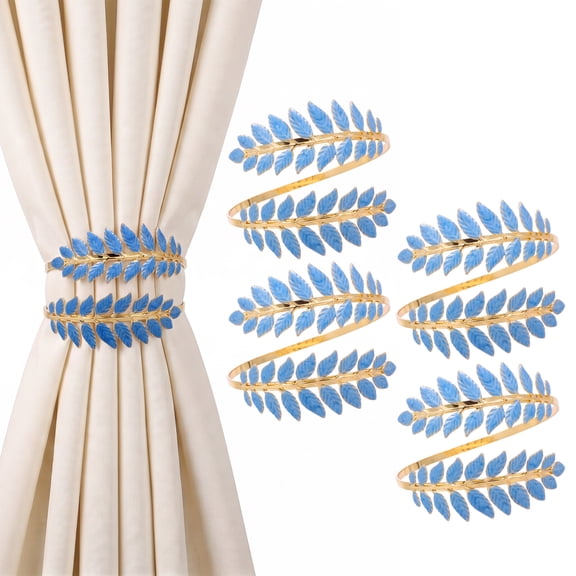 4 Pcs Metal Curtain Tiebacks with Adjustable Open Ring, No Drill Bendable Curtain Holdbacks for Living Room Bedroom Drapes