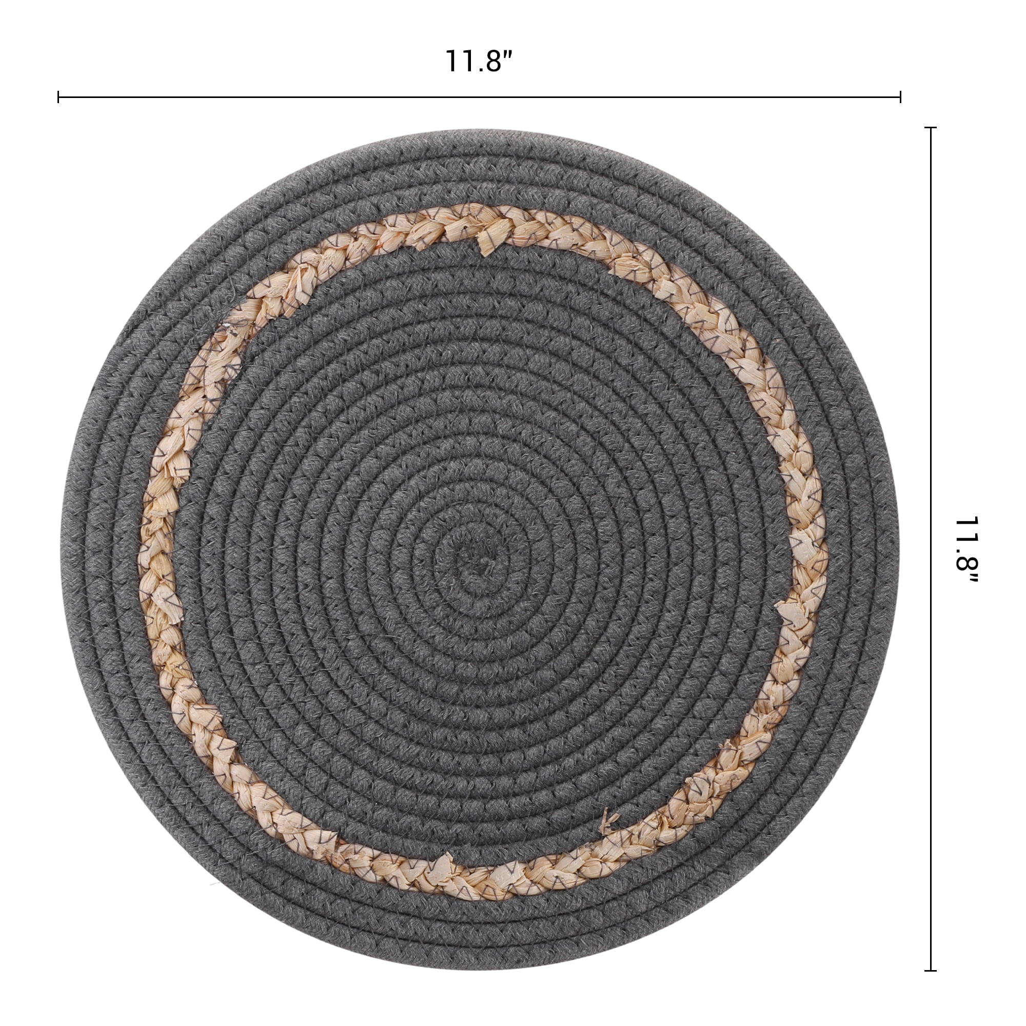 Unique Bargains 6pcs Farmhouse Woven Placemats Dark Gray 11.8"x11.8"