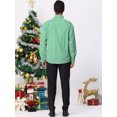 thumbnail image 5 of Unique Bargains Men's Plaid Button Down Long Sleeves Dress Checkered Shirts S Green White, 5 of 6