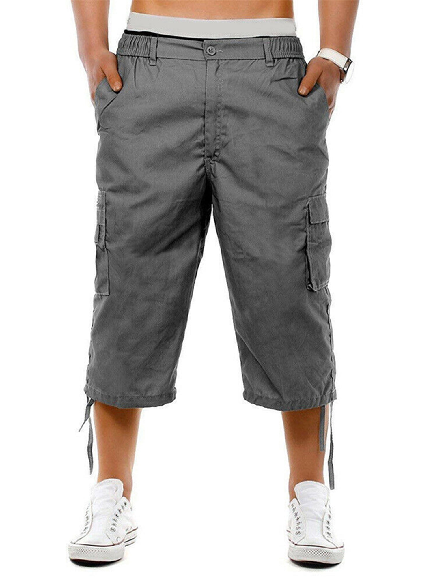 wybzd Men's Classic Relaxed Fit Cargo Shorts Summer Athletic 3/4 