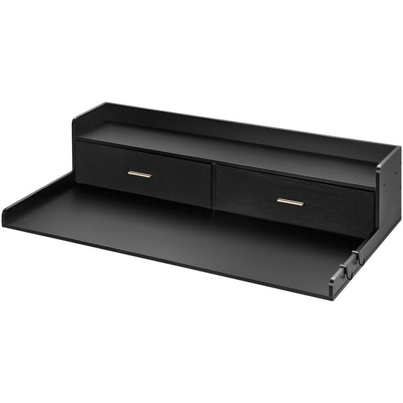 Washer Dryer Countertop 54" Width x 27.5" Depth Laundry Room Wood Top with 2 Drawers, Shelf and Hooks, Durable P2 Board Washer Dryer Topper for Organization, Folding, Storage and Easy Assembly