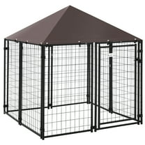 CoSoTower 5' X 5' X 5' Dog Kennel Outdoor, Walk-In Pet Playpen, Welded Wire Steel Dog Fence with Water-And Uv-Resistant Canopy, Jet Black