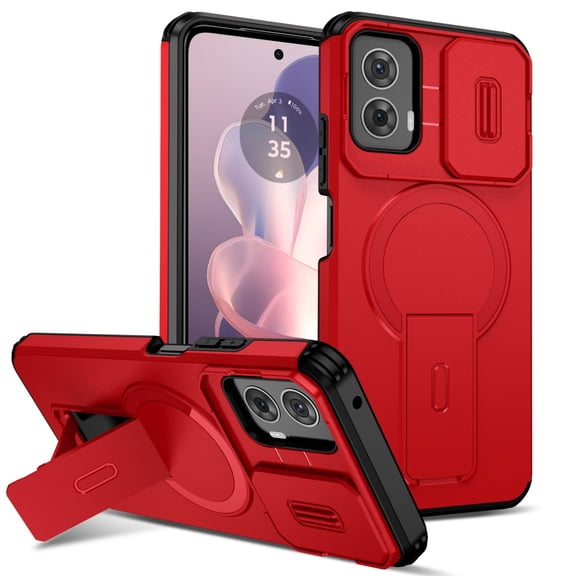 SELOZKE for Motorola Moto G Power 2024 Red Phone Holder, Magnetic Protective Phone Case