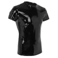 thumbnail image 4 of CENL Mens Faux Leather PVC Clubwear Short Sleeve Wet Look Shiny T-Shirt Top Costume, 4 of 9