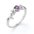 thumbnail image 4 of JeenMata Anillo de Compromiso con Solitario de Amatista Violeta de Corte Redondo de 0,50 Quilates Creado en Laboratorio con Diseño Bohemio en Baño de Oro Blanco de 18 K sobre Plata, 4 of 6