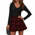thumbnail image 4 of Women's Elastic Waist Plaid Pleated Skirt Tartan Skater School Uniform Mini Skirts, 4 of 6