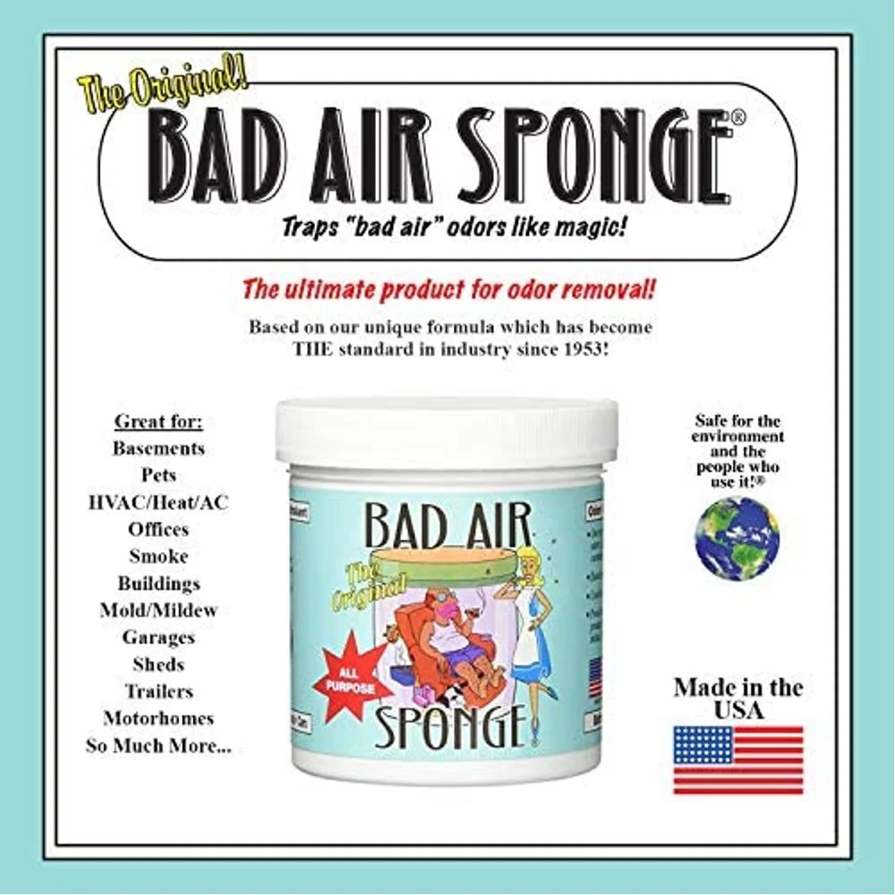 Bad Air Sponge Odor Absorber, Home & Pet Odor Eliminator, Bad Smell Eliminator for Indoor Air, 14 oz (Pack of 4)