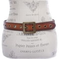 thumbnail image 2 of Square Buckle Grommets Vintage Distressed Leather Jean Belt, 2 of 3