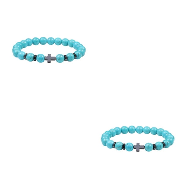 Sonducket Pulseras de cuentas de piedra natural para hombre, de turquesa, joyería, cuerda elástica, de ojo ligera a la moda, regalo Type4 NO4