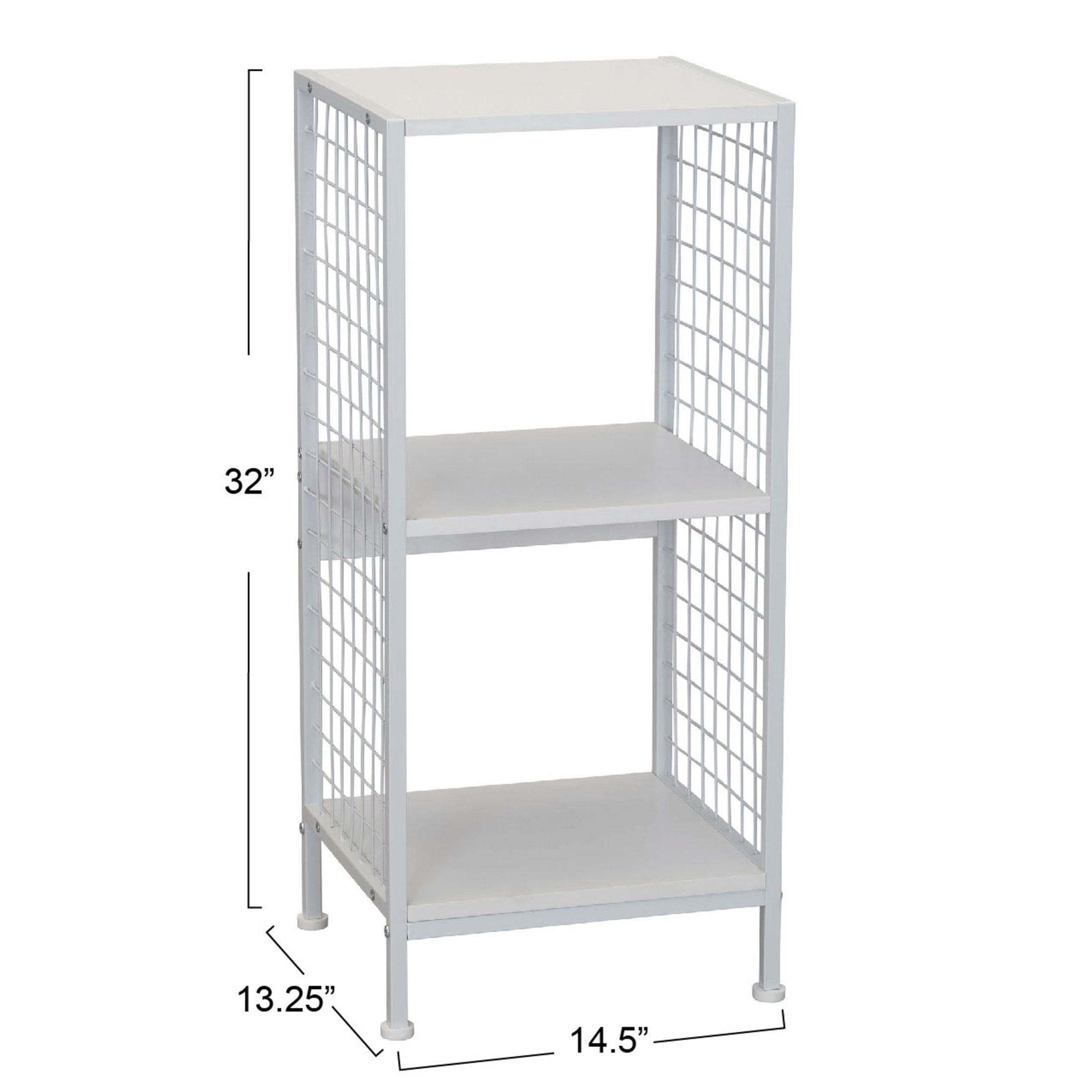 Household Essentials Trellis Open Storage Bookshelf with 2 Cube Compartments Scandinavian White and White Metal