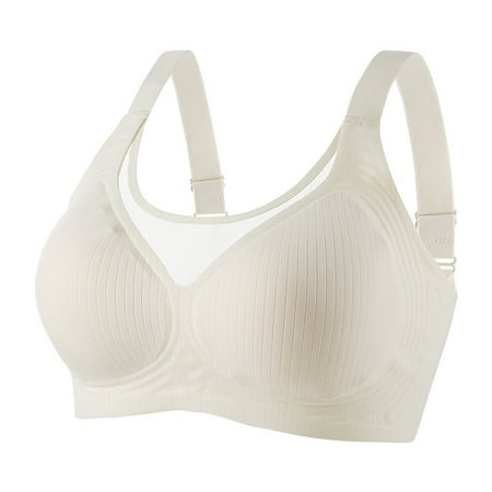 Ecqkame Bras for Women No Underwire Wireless Bra Push Up Plus Size Seamless Everyday Bra White XL on Clearance
