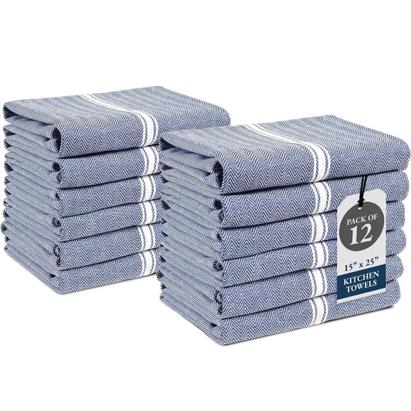 Lane Linen Kitchen Towels Set - 100% Pure Cotton Dish Towels for Kitchen, Super Absorbent Kitchen Hand Towel, Blue Tea Towels, Soft & Durable Dish Cl